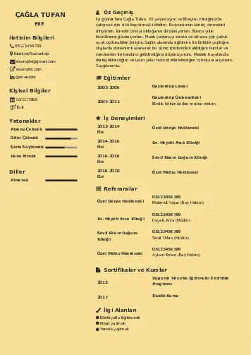 Ebe Cv Örnekleri cv indir